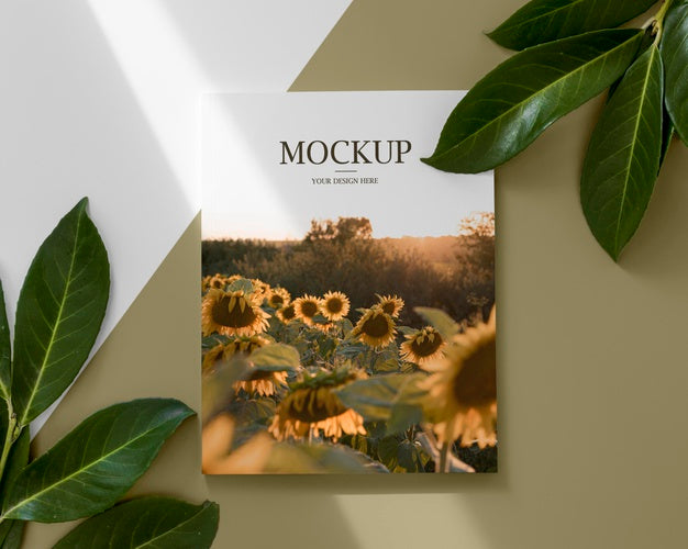 Flat Lay Arrangement With Magazine And Leaves Psd