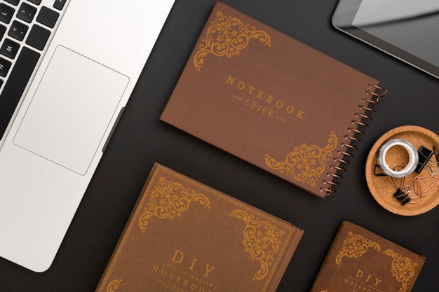 Flat Lay Arrangement With Notebooks Psd