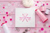 Flat Lay Arrangement With Pink Thread Psd