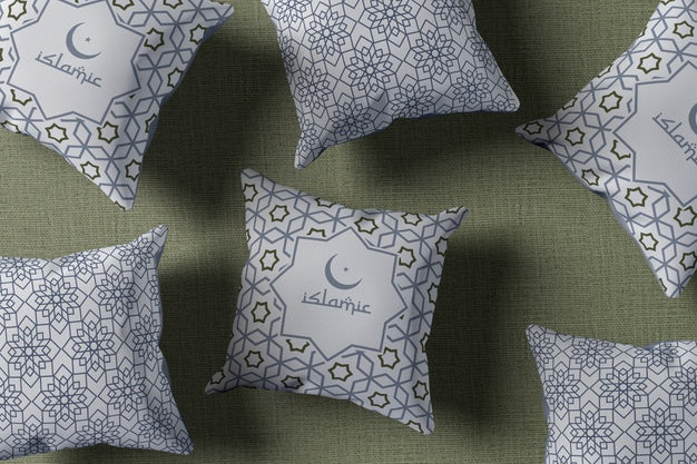 Flat Lay Arrangement With Ramadan Pillows Psd