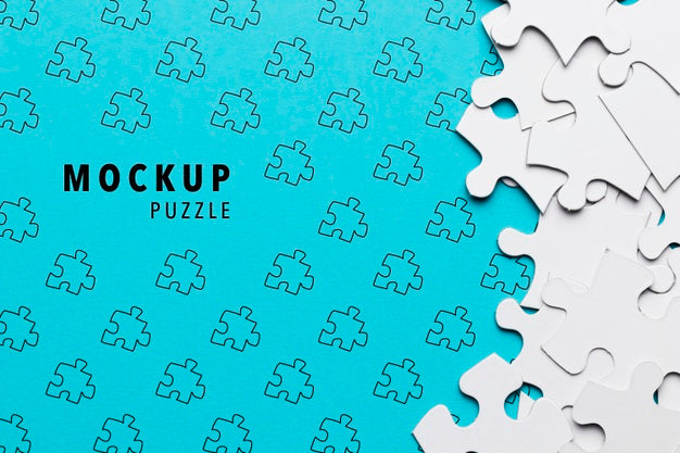Flat Lay Arrangement With White Puzzle Pieces Psd