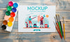 Flat Lay Artist Concept Arrangement With Card Mock-Up Psd