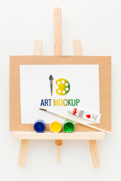 Flat Lay Artist Desk With White Background Psd