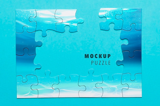Flat Lay Assortment With Incomplete Puzzle Psd