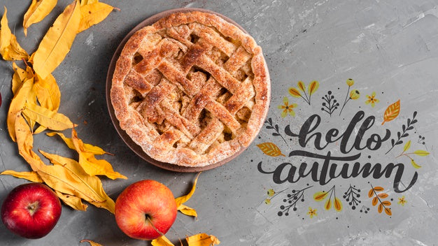 Flat Lay Autumn Arrangement On Stucco Background Psd