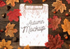 Flat Lay Autumn Mock-Up With Leaves Psd