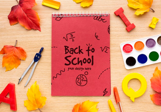 Flat Lay Back To School Assortment Mock-Up Psd