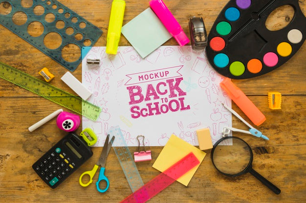 Flat Lay Back To School Mock-Up Psd