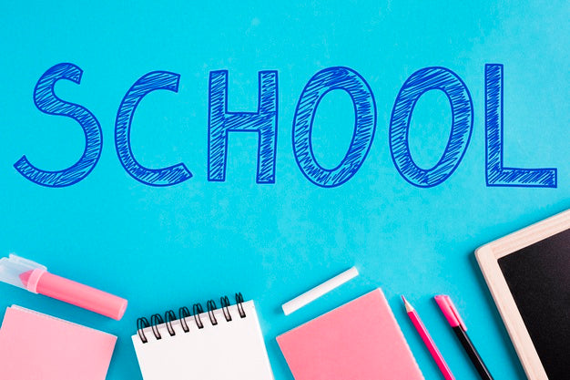 Flat Lay Back To School With Blue Background Psd