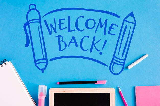 Flat Lay Back To School With Blue Background Psd