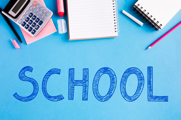 Flat Lay Back To School With Blue Background Psd