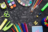 Flat Lay Back To School With Chalk Drawings Psd
