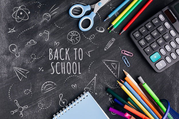 Flat Lay Back To School With Chalk Drawings Psd