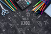 Flat Lay Back To School With Chalk Drawings Psd