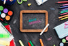 Flat Lay Back To School With Chalkboard Psd