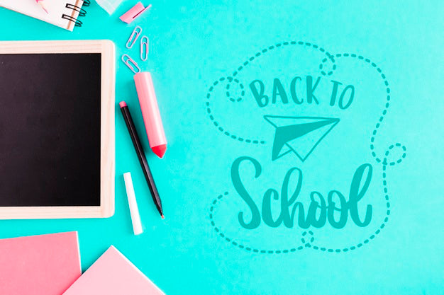 Flat Lay Back To School With Chalkboard Psd