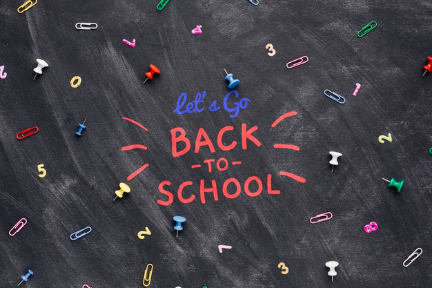 Flat Lay Back To School With Colourful Pins Psd