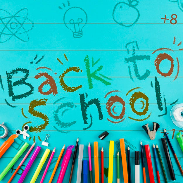 Flat Lay Back To School With Colourful Supplies Psd