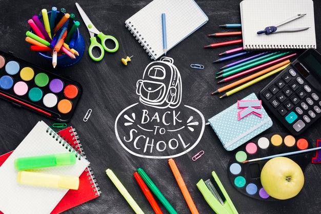 Flat Lay Back To School With Colourful Supplies Psd