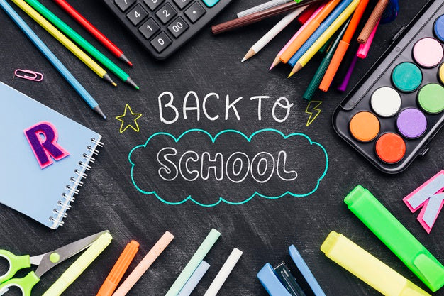 Flat Lay Back To School With Colourful Supplies Psd