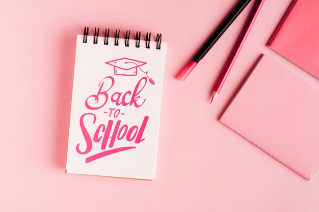 Flat Lay Back To School With Notepad Psd