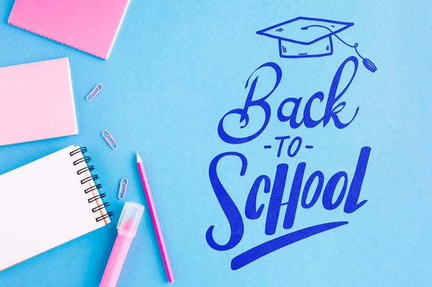 Flat Lay Back To School With Office Supplies Psd