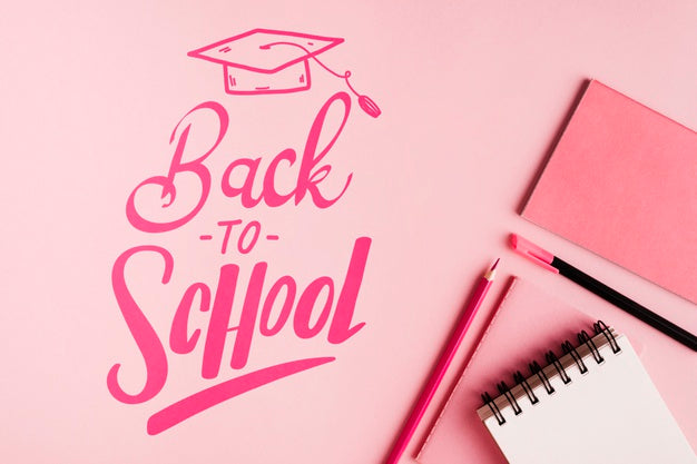 Flat Lay Back To School With Pink Background Psd