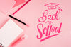 Flat Lay Back To School With Pink Background Psd