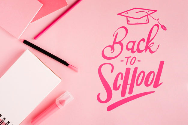 Flat Lay Back To School With Pink Background Psd
