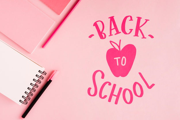 Flat Lay Back To School With Pink Background Psd