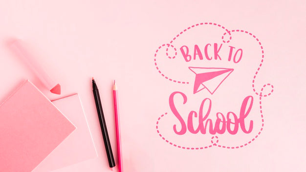 Flat Lay Back To School With Pink Background Psd