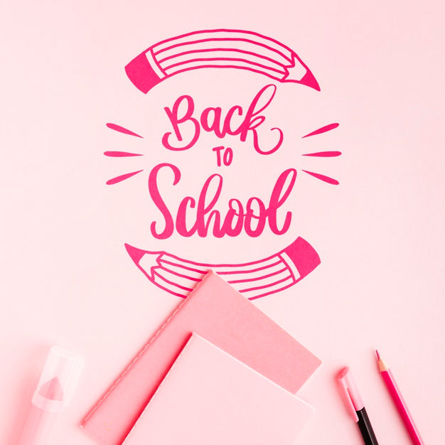 Flat Lay Back To School With Pink Background Psd