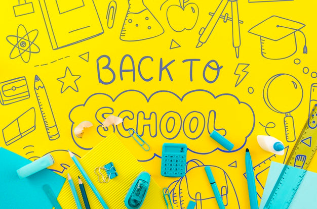 Flat Lay Back To School With Yellow Background Psd