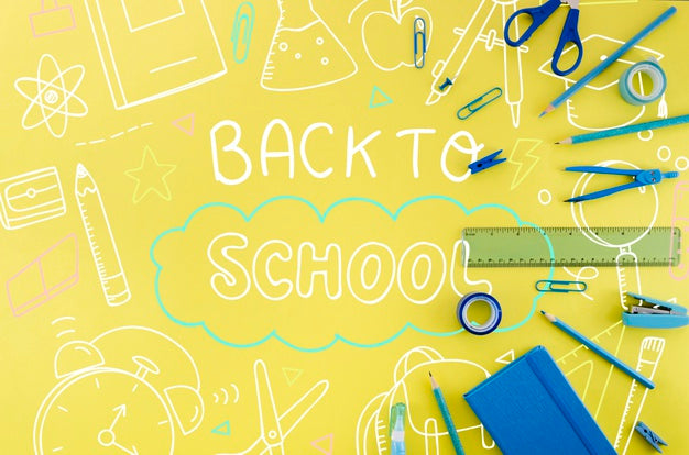 Flat Lay Back To School With Yellow Background Psd