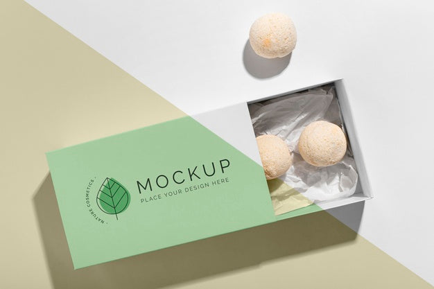 Flat Lay Bath Bombs In Box Psd