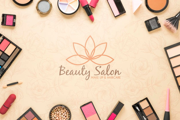 Flat Lay Beauty Salon Concept Psd