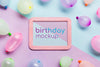 Flat Lay Birthday Concept With Balloons Psd