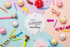 Flat Lay Birthday Concept With Cupcakes Psd