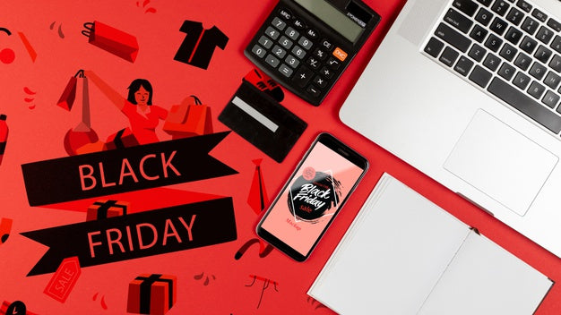 Flat Lay Black Friday Mock-Up Concept Psd