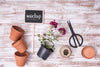 Flat Lay Blackboard Mock-Up With Gardening Elements Psd