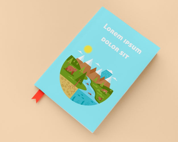 Flat Lay Blue Book Mock-Up Psd