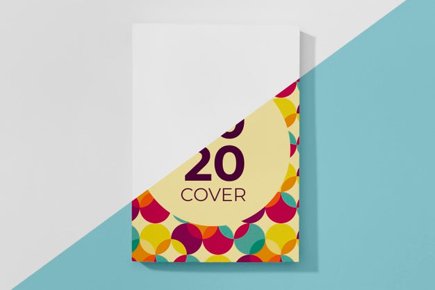 Flat Lay Book Mock-Up With Colorful Circles Psd