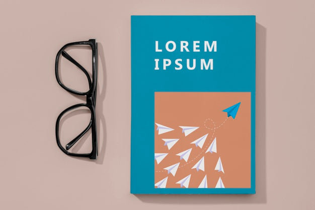 Flat Lay Book Mock-Up With Glasses Psd