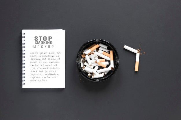 Flat Lay Broken Cigarettes In Ashtray Psd