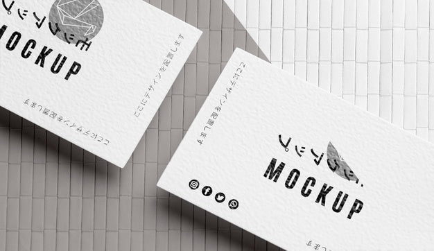 Flat Lay Business Card Mock-Up Assortment Psd
