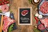 Flat Lay Butcher Shop With Fresh Meat Psd