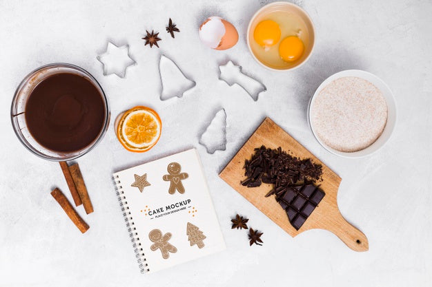 Flat Lay Cake Ingredients Arrangement Psd