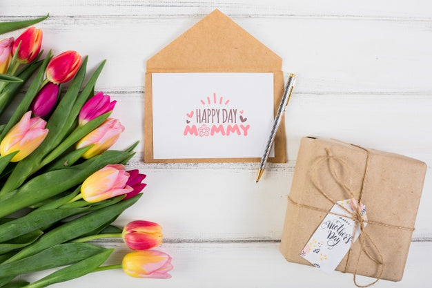 Flat Lay Card Mockup For Easter Psd