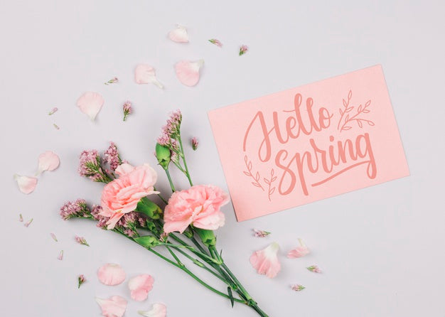 Flat Lay Card Mockup With Spring Concept Psd
