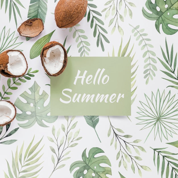 Flat Lay Card Or Paper Mockup With Summer Elements Psd